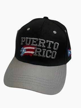 Puerto Rico Embroidered‎ Adjustable Cap Black Gray 100% Cotton Unisex Casual Hat
